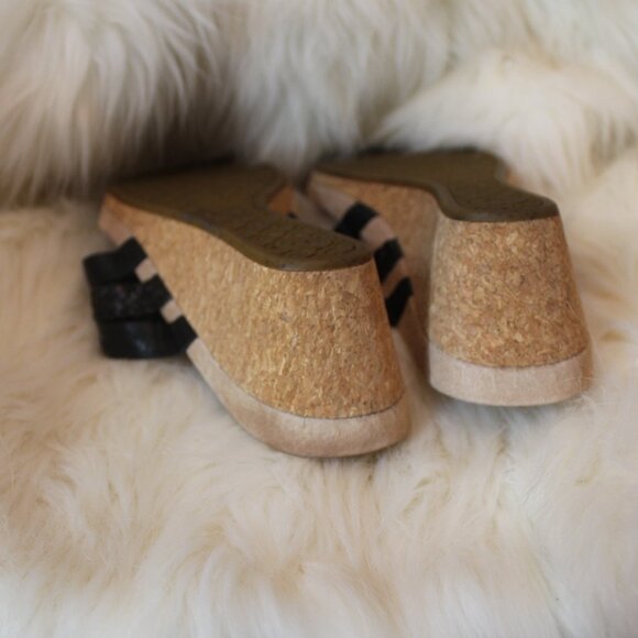 Ugg Australia   Maggie Black Strappy Leather Cork Wedge Sandals size 8 - Picture 5 of 9